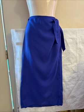 French Connection Cobalt Blue Wrap Maxi Skirt with Side Tie   Viscose   LIOCEL